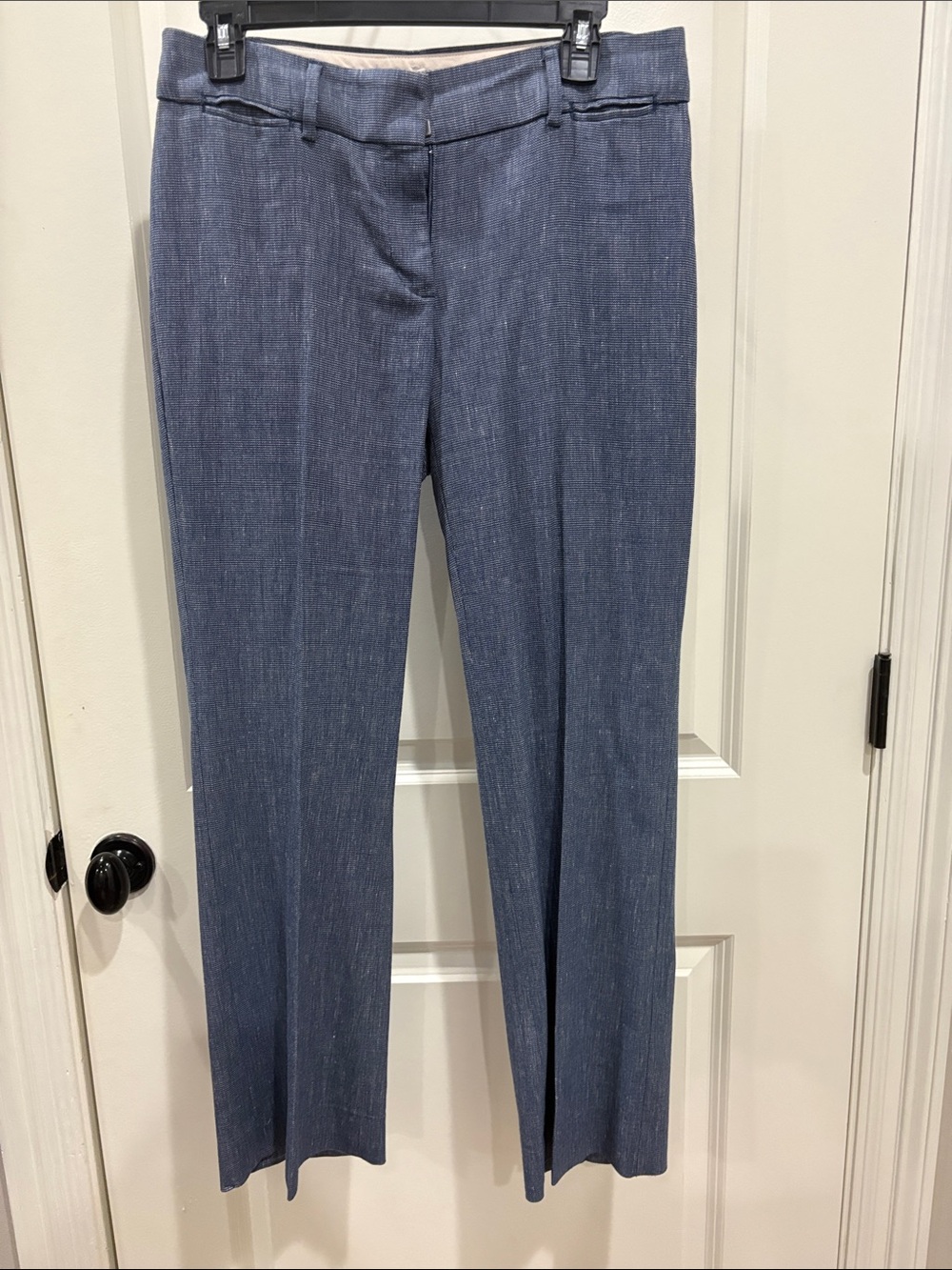 LOFT Navy Textured Julie Trouser